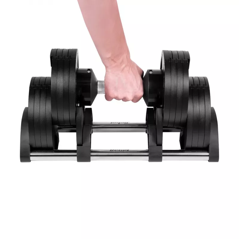 Regulējama čuguna hantele Rebel Active 36 kg, automātiska 2 kg soļu regulēšana