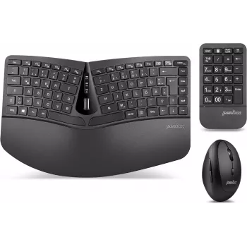 Perixx PERIDUO-606A tastatūra un pele, RF bezvadu, vācu, melna (PERIDUO-606A DE)