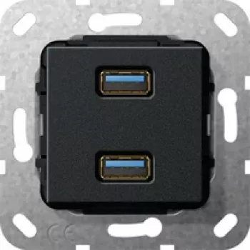 GIRA ieliktnis USB 568410 3.0A 2-virzienu Kup melns m (568410)