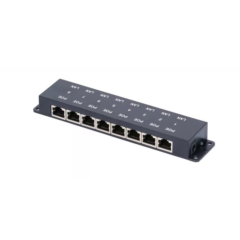 Extralink 8-portu PoE inžektors, 8x 100Mb/s RJ45