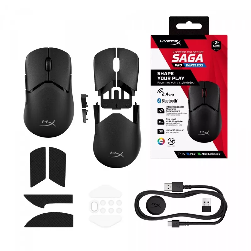 HyperX Pulsefire Saga Pro bezvadu spēļu pele (melna)