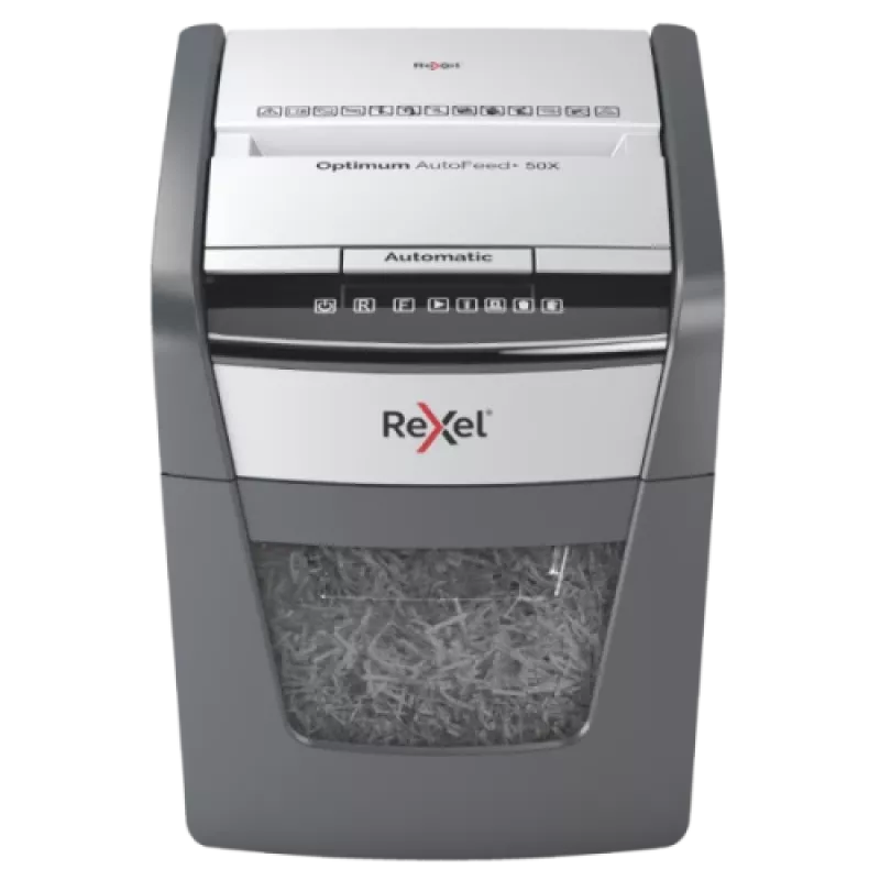 Rexel Optimum AutoFeed+ 50X automātiskais šķērsgriezuma papīra smalcinātājs P4
