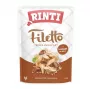 Mitrā suņu barība RINTI Filetto vistas fileja ar jēru 100 g paciņā, pilnvērtīga barība pieaugušiem suņiem, 14% olbaltumvielu, 1% tauku, 82% mitruma