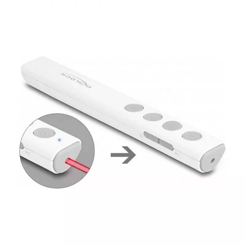 DeLOCK USB lāzera prezentētājs balts Bezvadu USB RF nano uztvērējs