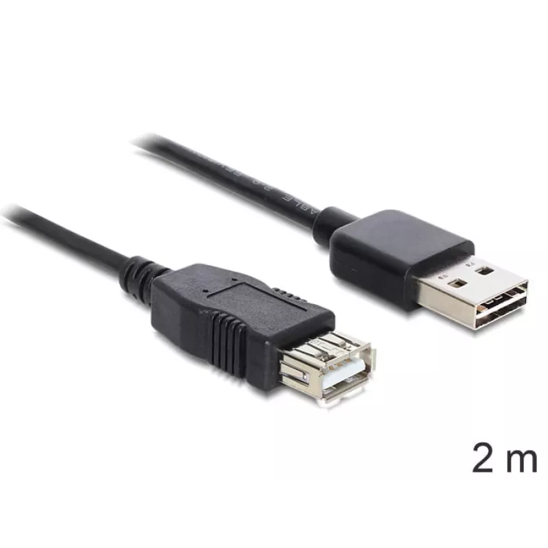 USB kabelis DeLOCK EASY-USB 2.0-A 2m melns