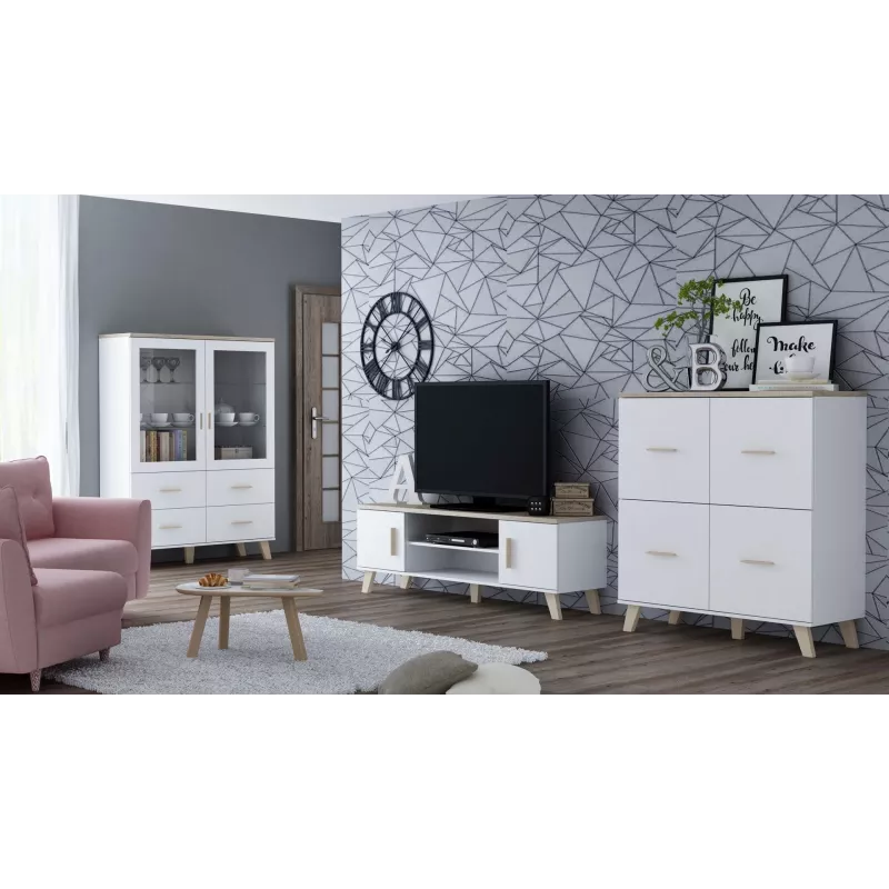 Cama TV stand LOTTA 160 2D2K Balts/sonoma