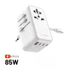 Fiksēts | Voyager 85W ceļojumu adapteris ES, Lielbritānijas un ASV/AUS kontaktligzdām, ar 4xUSB-C un 1xUSB izeju | Adapteris