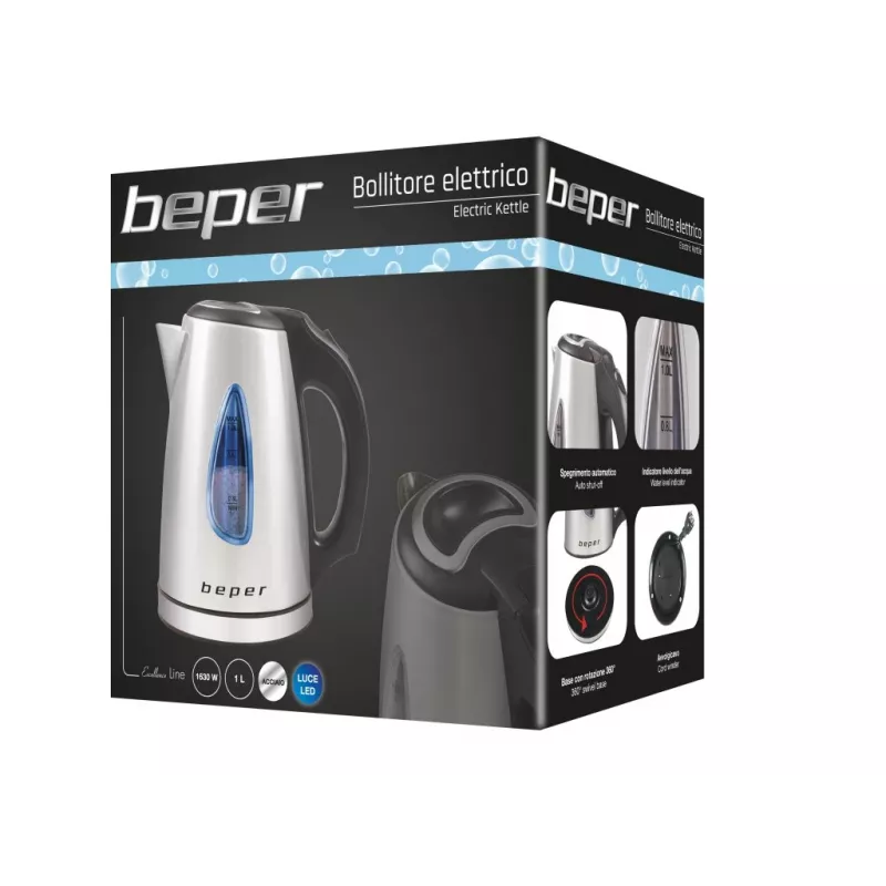 Elektriskā tējkanna Beper BB.002 1.7L 2200W sudraba