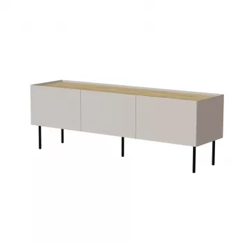 TV skapis Cama Meble FELLINI 150x40x52 cm, kašmira krāsas rāmis, eļļota ozola virsma