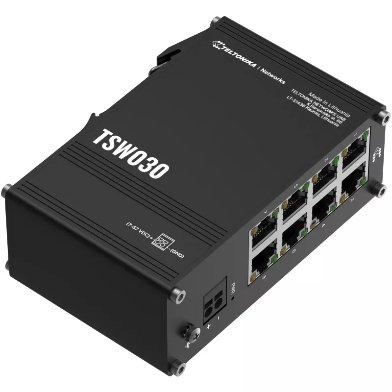 Teltonika TSW, nepārvaldīts 8 portu rūpnieciskais Ethernet slēdzis
