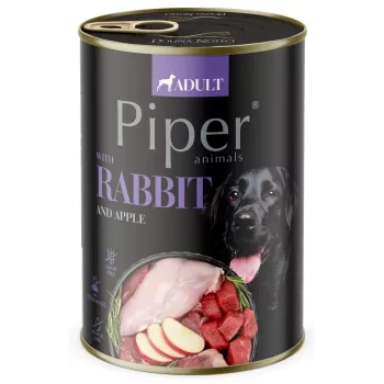 Mitrā suņu barība Dolina Noteci Piper Animals ar trušu gaļu un ābolu 800 g, pieaugušiem suņiem, mitrums 78%, olbaltumvielas 10%