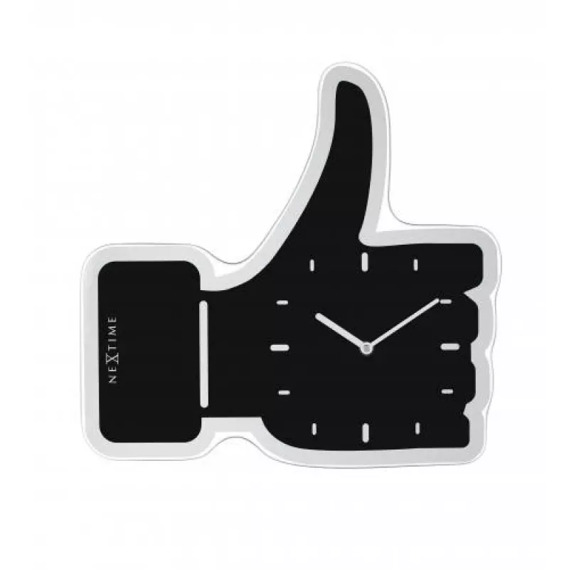 NeXtime pulkstenis 3072zw Thumbs up, 40,5x41 cm, sienas, melns/sudrabs