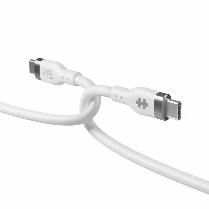 HYPER HyperJuice 240W Silikona USB-C uz USB-C kabelis (3 pēdas/1 m) - Balts