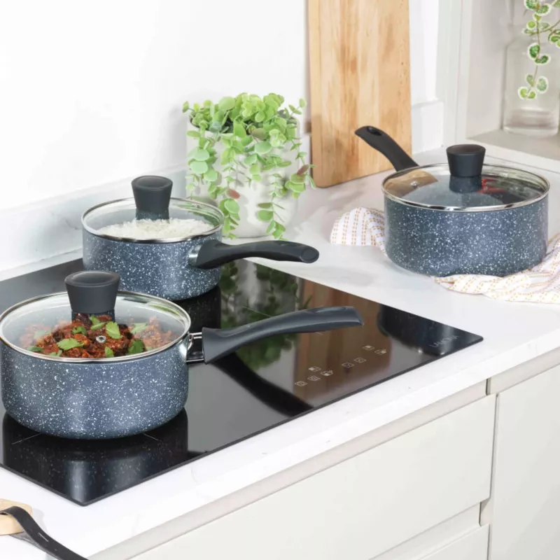Kastroļu komplekts Russell Hobbs Nightfall Stone 3-gab. 16/18/20 cm, nepiedegošs