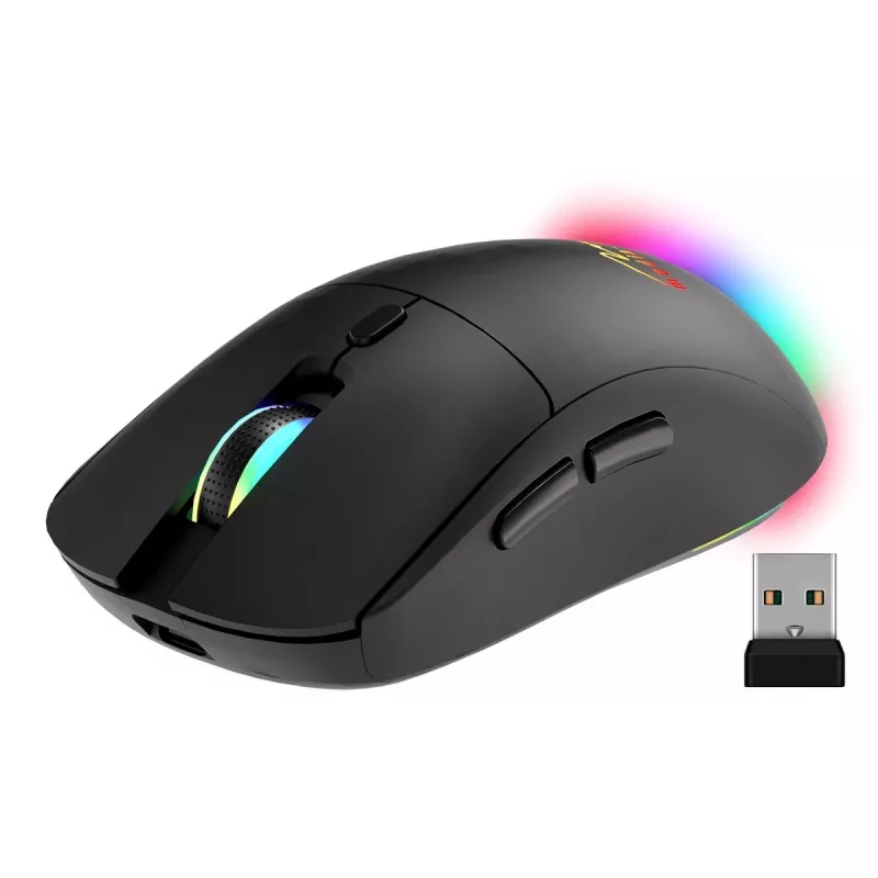 Bezvadu pele MEDIA-TECH MT1124 BT/RF Silent & Recharge — piemērota abām rokām, 3200 DPI, Bluetooth + 2,4 GHz USB, 6 pogas, uzlādējama