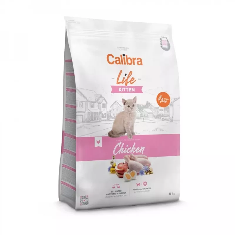 Sausā kaķu barība Calibra Cat Life Kitten Chicken 6 kg — kaķēnu formula, 37% proteīna, 21,5% tauku