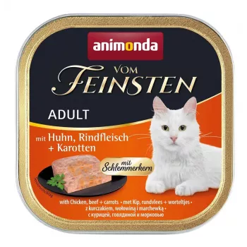 ANIMONDA Vom Feinsten Adult Chicken, liellopu gaļa un burkāni - mitrā kaķu barība - 100g