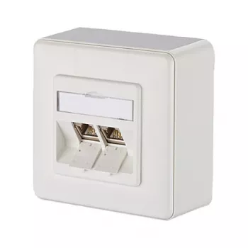 METZ CONNECT BTR E-DAT Module 8/8(8) AP - sienas kārba - RJ-45 X 2 - tīri balta, RAL 9010 (1309120002-E)