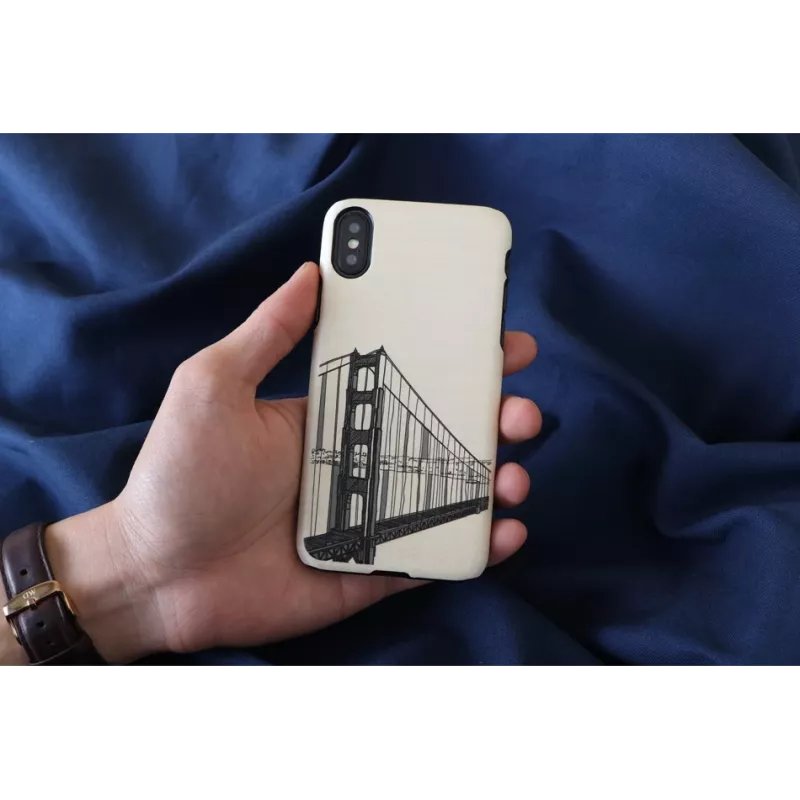 Telefona maciņš man and wood iPhone X/XS, rokas tilta dizains, melns