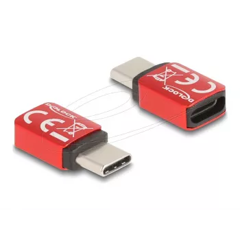 Delock 60689 USB-C datu bloķētājs, USB-C spraudnis uz USB-C ligzdu, 240 W, sarkans