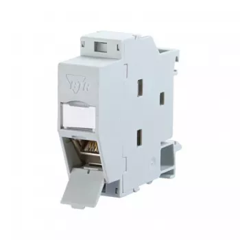 METZ CONNECT REGplus IP20 E-DAT modulis, CAT 6A ligzda DIN sliedei TH35, pelēks