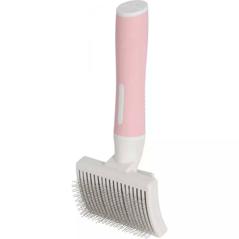 Birste ZOLUX 550004 — kaķu birste S, tērauda sari, plastmasas rokturis, 175 mm, rozā/balta