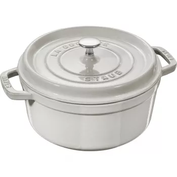 Apaļš čuguna katls Staub La Cocotte 3,8 l trifeļu krāsā — emaljēts, cieši pieguļošs vāks