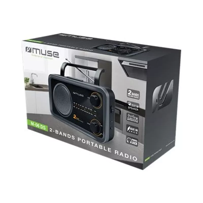 Muse | 2 joslu pārnēsājams radio | M-06DS | AUX ieeja | Pelēks