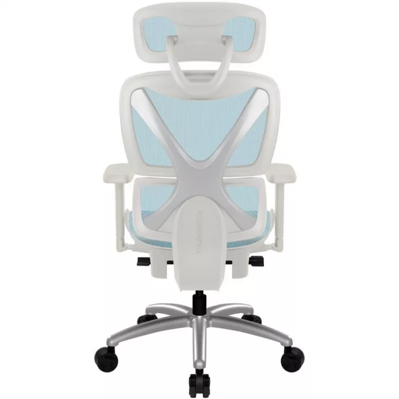Ergonomiskais biroja krēsls thunder x3 TEGC-3073102.B1 — balta un zila apdare, regulējami roku balsti, augsta atzveltne