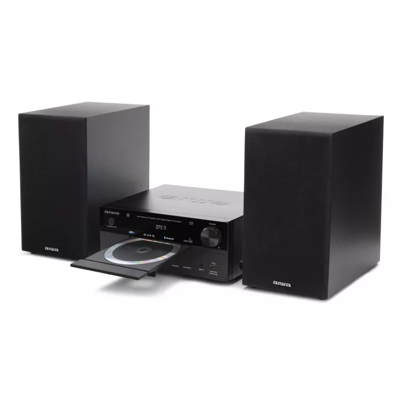 Mājas audio mikro sistēma Aiwa MSBTU-550 — 50 W RMS, Bluetooth 10 m, FM, LED displejs, RCA, melna