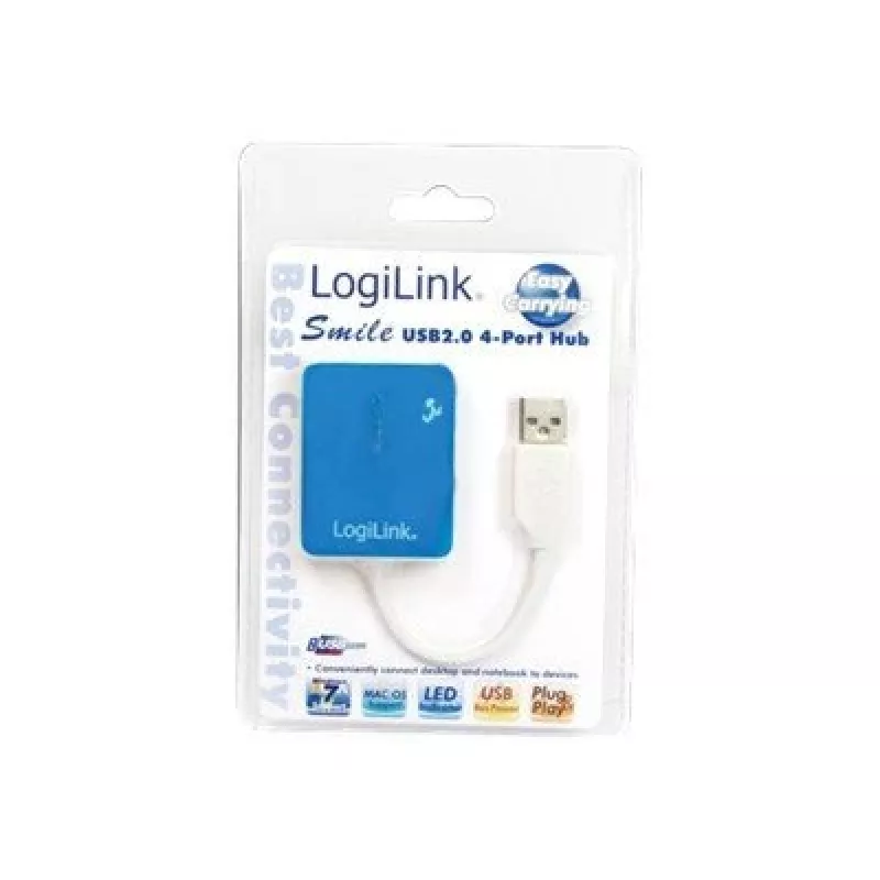 LogiLink USB 2.0 4 portu centrmezgls - Zils - Windows 98SE/ME/200/XP/Vista/2003/7 (UA0136)