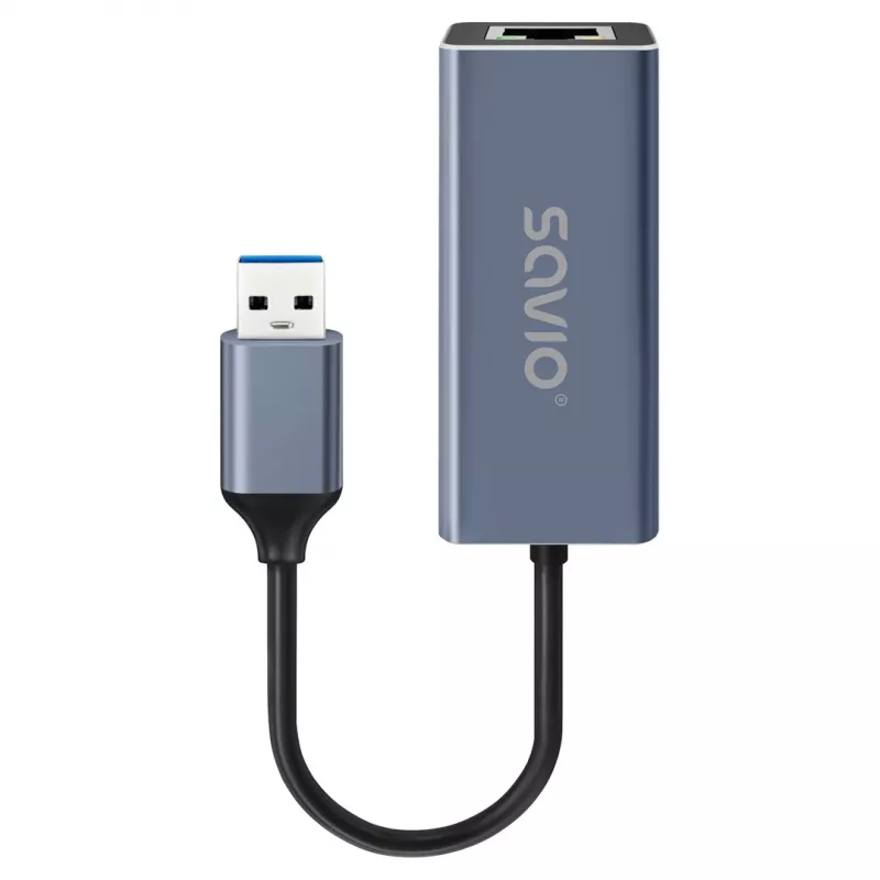 Tīkla saskarnes adapteris SAVIO AK-83 USB Type-A uz RJ-45 vīr., 5 Gbit/s, melns