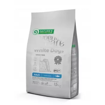 Sausā suņu barība nature’s protection balta Dogs Herring pieaugušiem mazo šķirņu suņiem 1,5 kg – zivis, 25% olbaltumvielas, 16% tauku, jutīgs kuņģis, pilnvērtīga barība