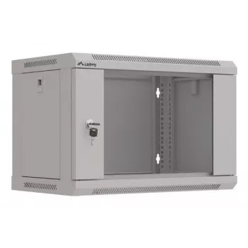 Rack montāžas skapis LANBERG WF03-5306-10S 19 collu 6U pelēks ar stikla durvīm