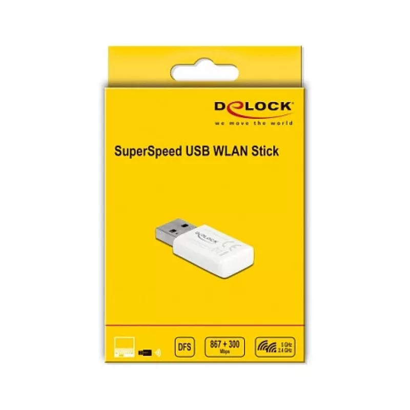 WLAN tīkla karte DeLOCK 12770 USB 5000 Mbit/s Bezvadu Balta