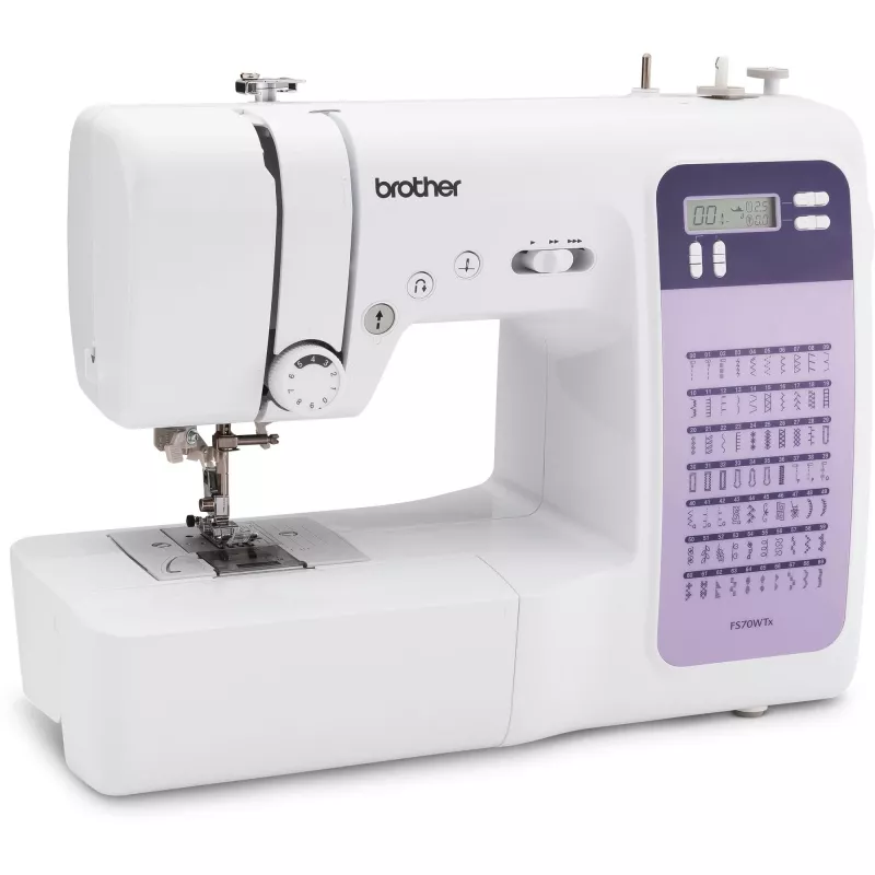 Šujmašīna Brother FS70WTx — 70 dūrienu veidi, LCD displejs, 750 dūrieni minūtē, 5 mm garums, 7 mm platums