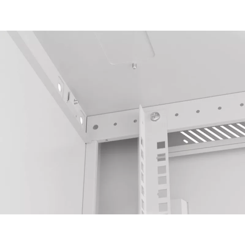 Lanberg pie sienas stiprināms instalācijas plaukts 19 inch 12U 600x600mm pelēks (stikla durvis)