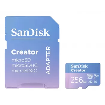 SanDisk Creator MicroSD atmiņas karte 256GB ar augstu pārraides ātrumu līdz 190 MB/s