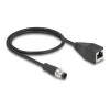 DeLOCK M12 adaptera kabelis D‑kodēts 4 kontaktu vīrišķais uz RJ45 sievišķo 50 cm