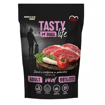 BIOFEED Tasty Dogs Life Teļa gaļa - mitrā suņu barība - 150g