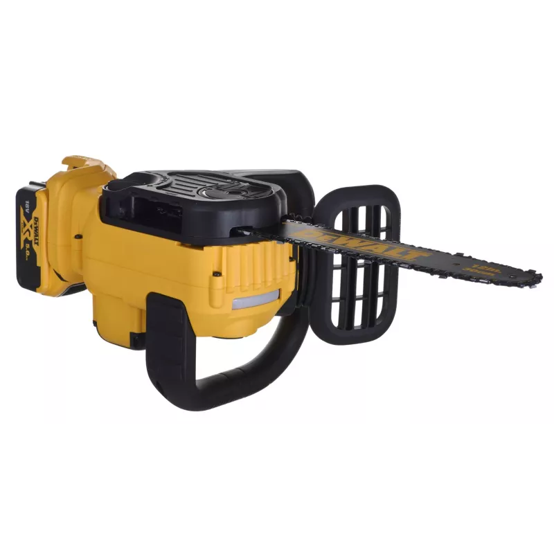 Motorzāģis DeWalt DCM565P1 — bezvadu, 30 cm sliedes, 5 Ah akumulators, 0,12 L eļļas tvertne