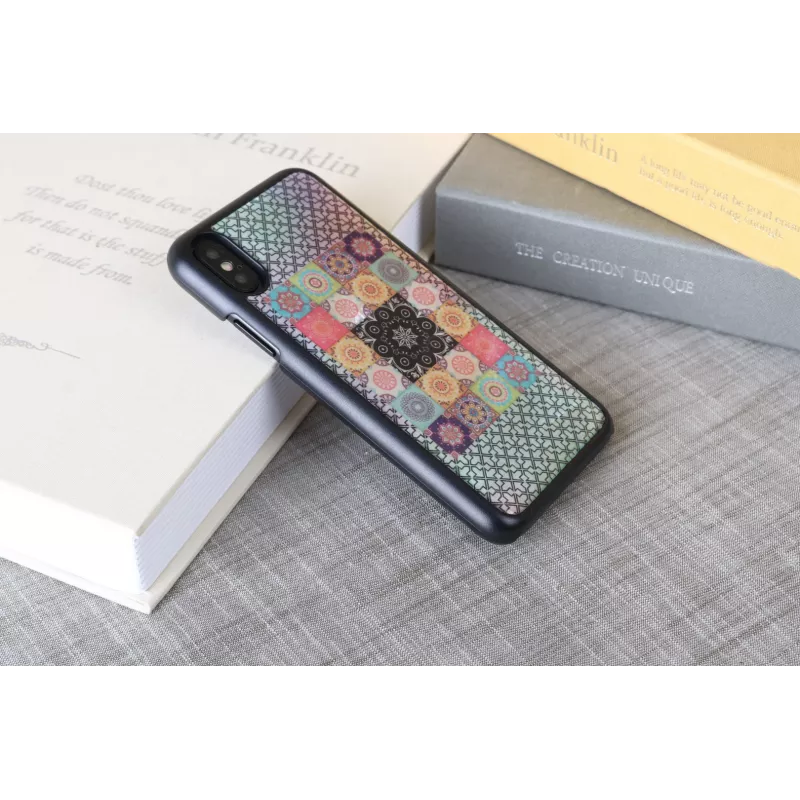 Viedtālruņa vāciņš iKins iPhone XS / XS S — Flower Garden dizains, melns