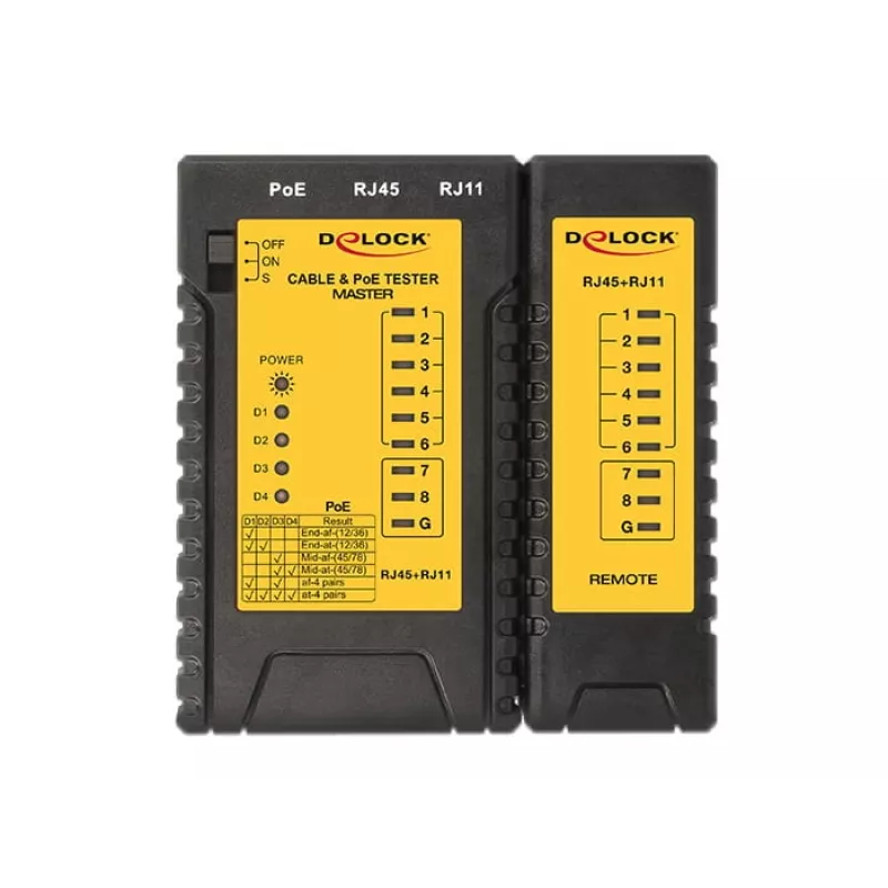 Tīkla kabeļu testeris DeLOCK 86107 melns dzeltens