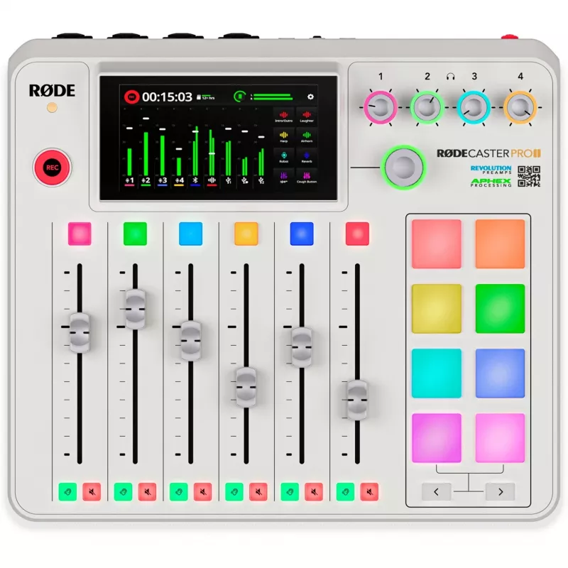 Audio interfeiss Rode RodeCaster Pro II balts — daudzkanālu USB ierakstīšanas konsole