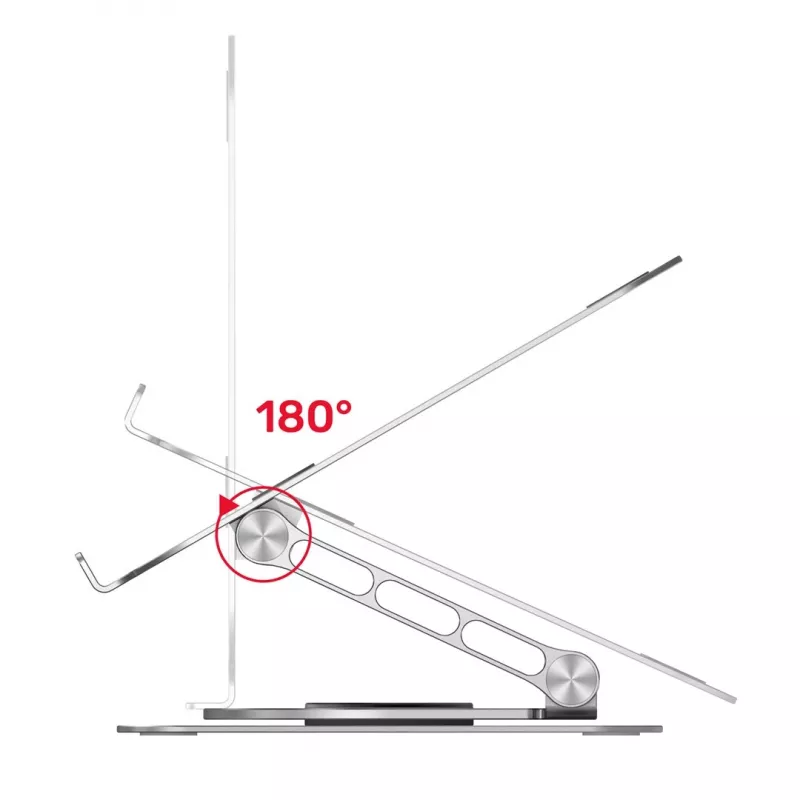Klēpjdatora statīvs Unitek OT180SL01 alumīnija ekrāniem no 25,4 līdz 40,6 cm (10 collu–16 collu), 360° pagriežams, slīpums 0–180°