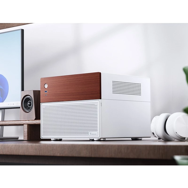 Mikro torņa datora korpuss Jonsbo N4 balta Mini-ITX ar rūdītu stiklu