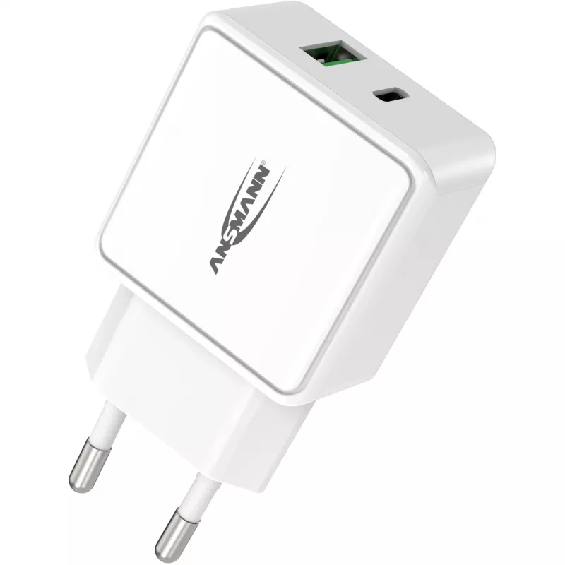ANSMANN HC218PD - Barošanas avots - 18 W - 3000 mA - PD, QC 3.0 - 2 izejas porti (USB, USB-C) - Balts (1001-0111)