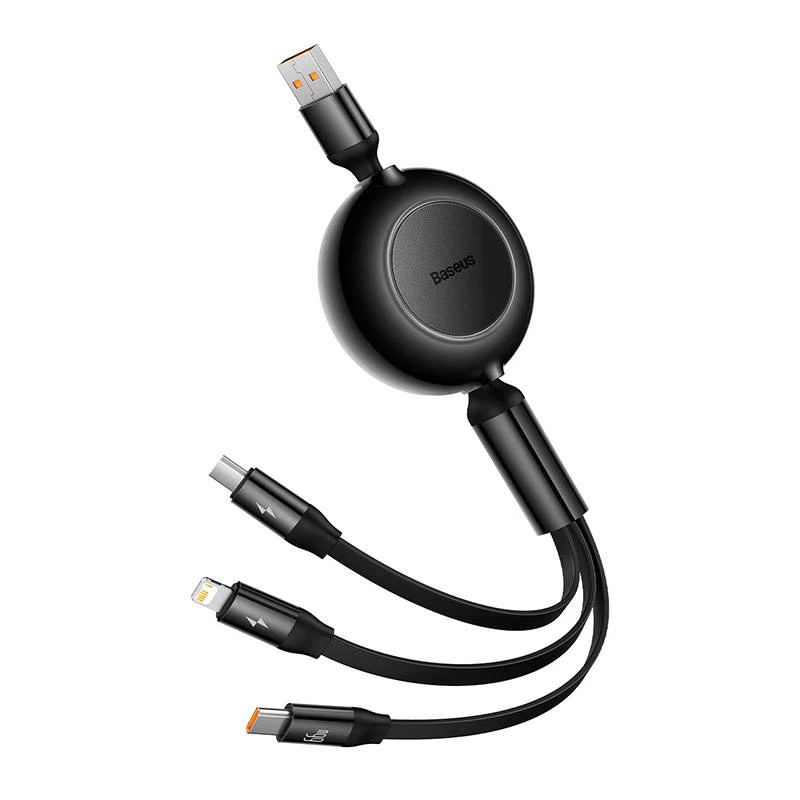 Baseus Bright Mirror 3-in-1 USB kabelis — micro USB, USB-C, Lightning, 66W, 1,1 m