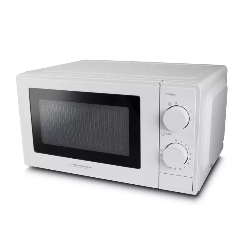 Solo mikroviļņu krāsns ESPERANZA ESTOFADO — 700 W, 20 l, 5 jaudas līmeņi, 24,5 cm grozāmais paliktnis, balta