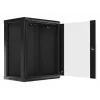 Lanberg pie sienas montējams instalācijas skapja korpuss 19'' 15U 600x450mm melns (stikla durvis)